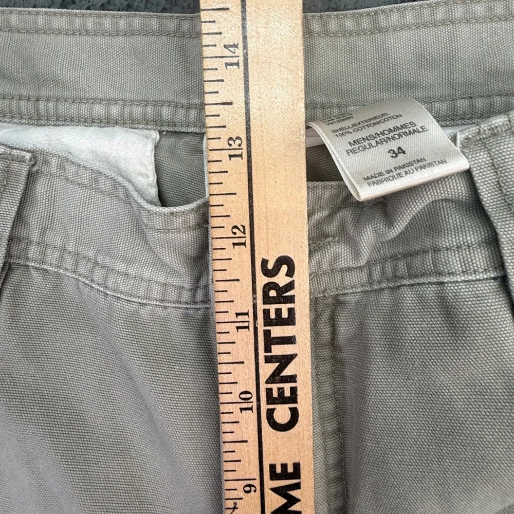 The North Face Cargo Pants Mens 34 Khaki Tan Cotton Canvas Roll Up Hiking 2938